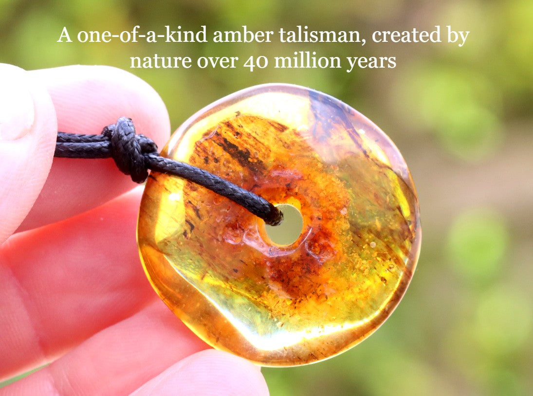 Large Baltic Amber Donut Amulet