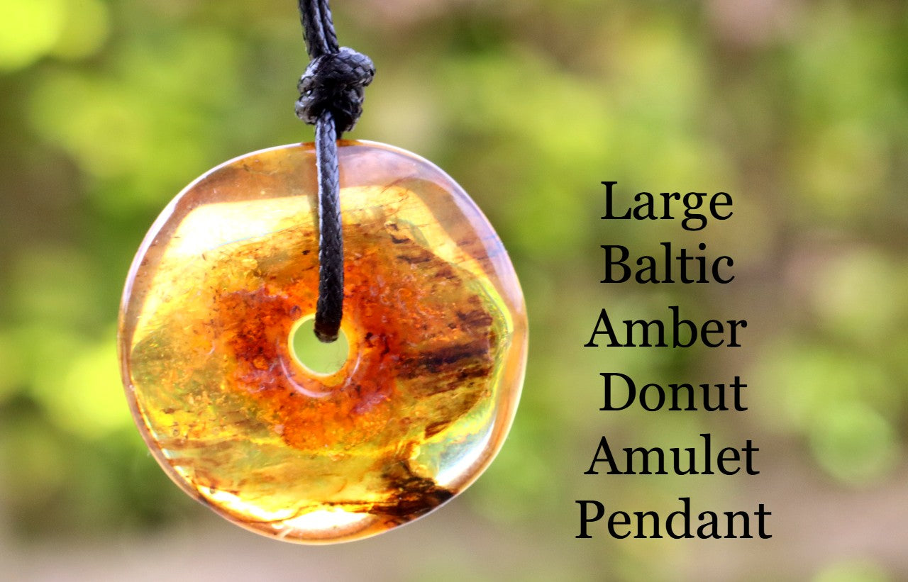 Large Baltic Amber Donut Amulet