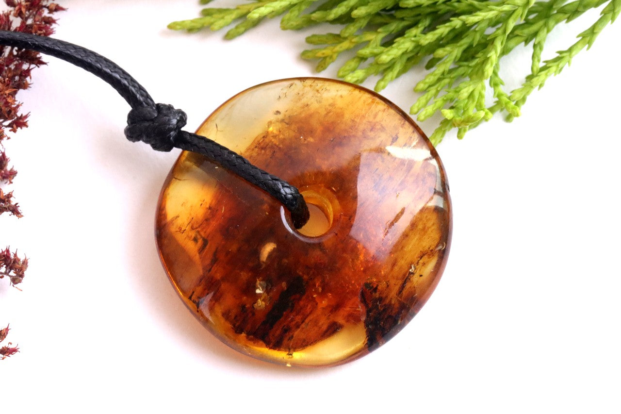 Large Baltic Amber Donut Amulet