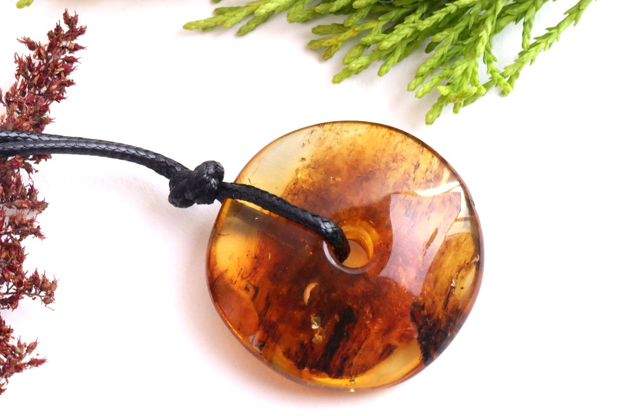 Large Baltic Amber Donut Amulet
