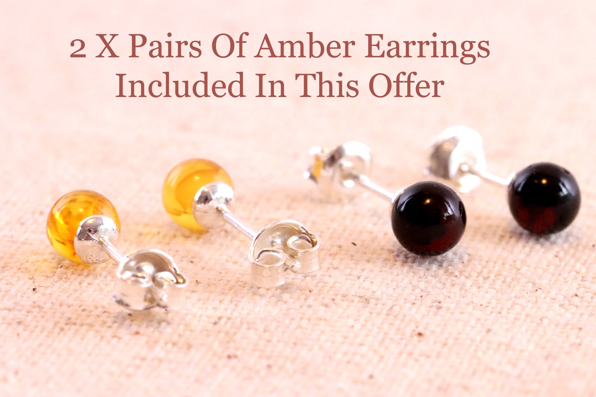 Great Gift 2 Pairs Stud Amber Earring