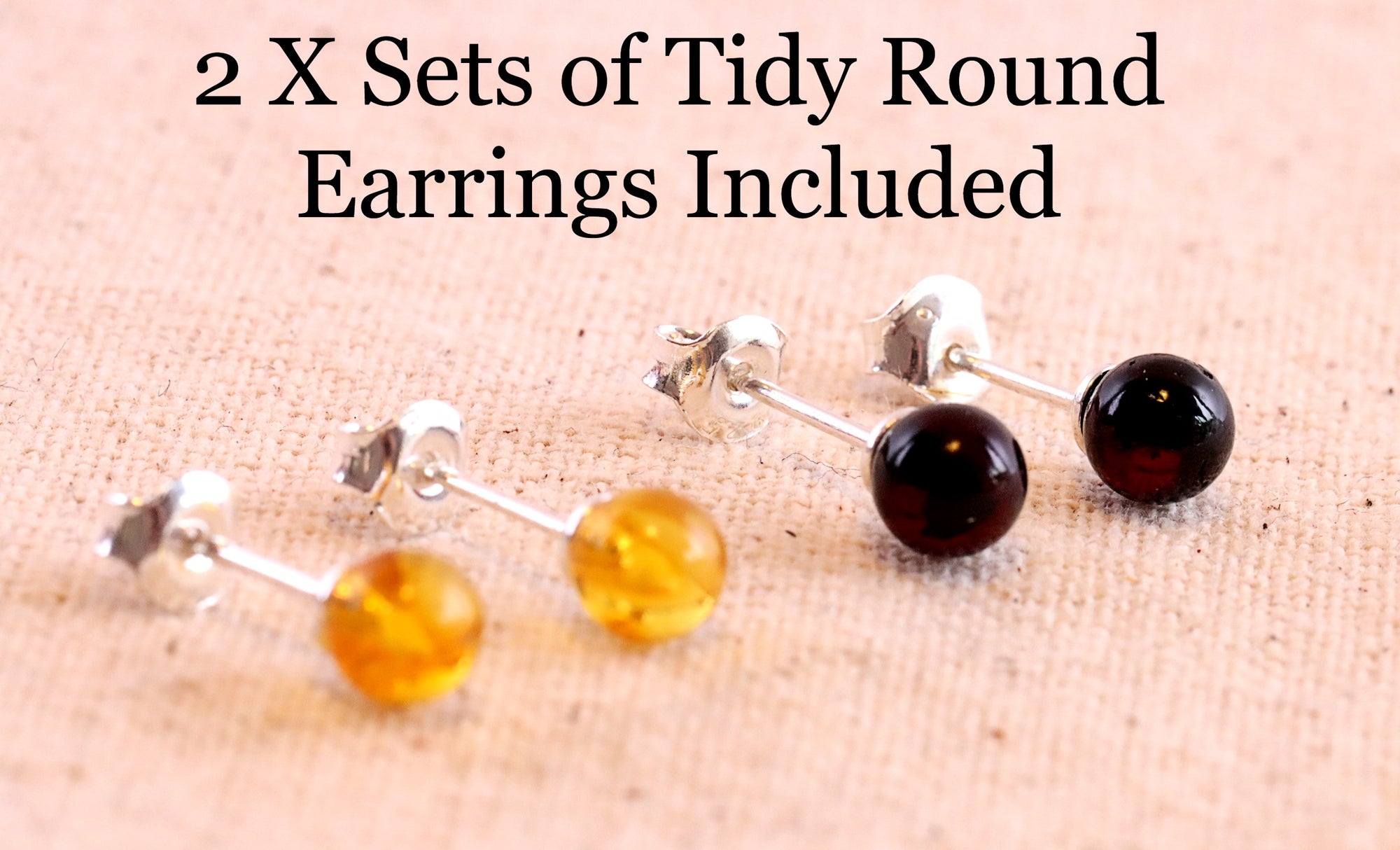 Great Gift 2 Pairs Stud Amber Earring