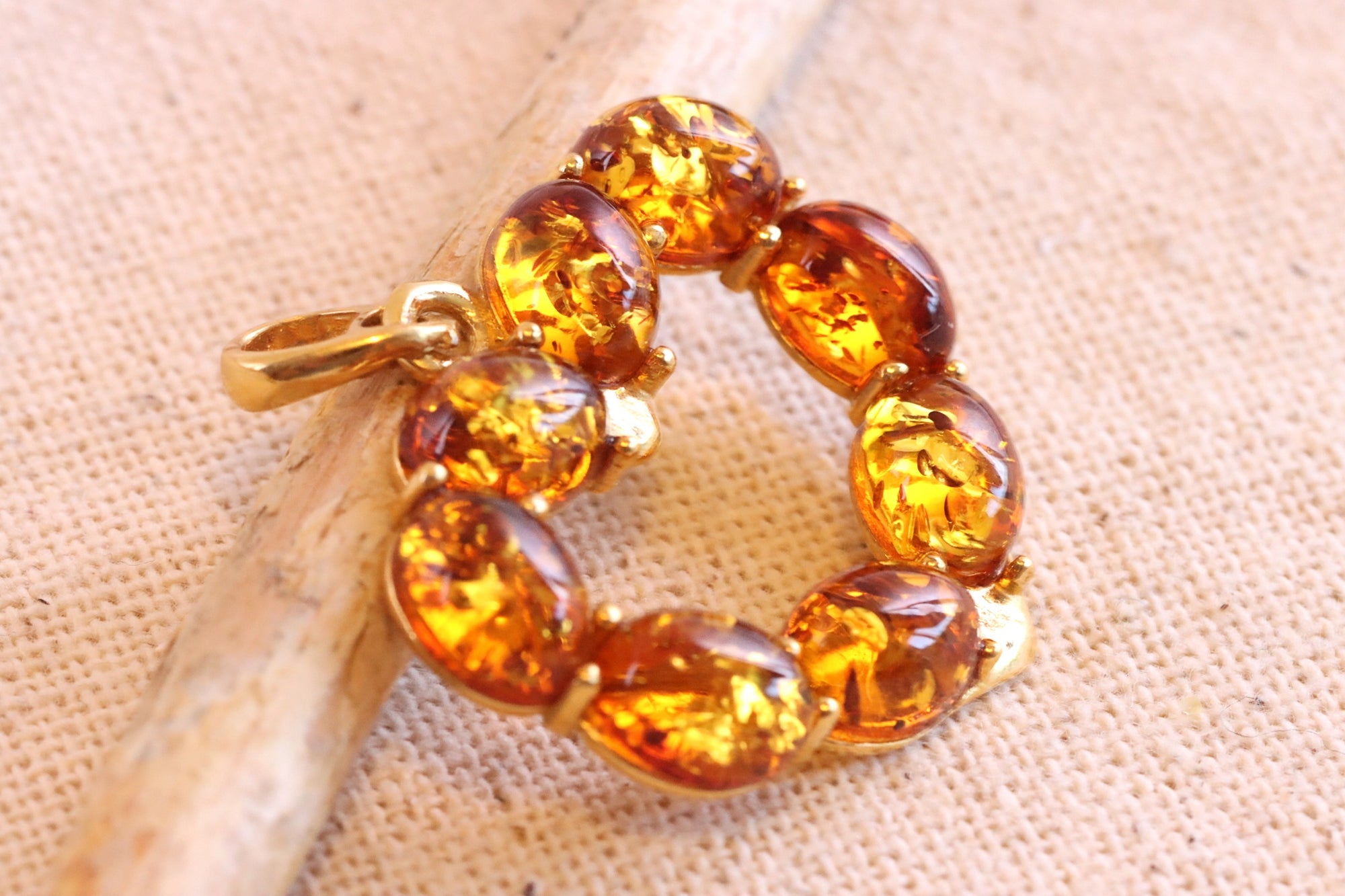 Gold Plated Sterling Silver Amber Heart Pendant