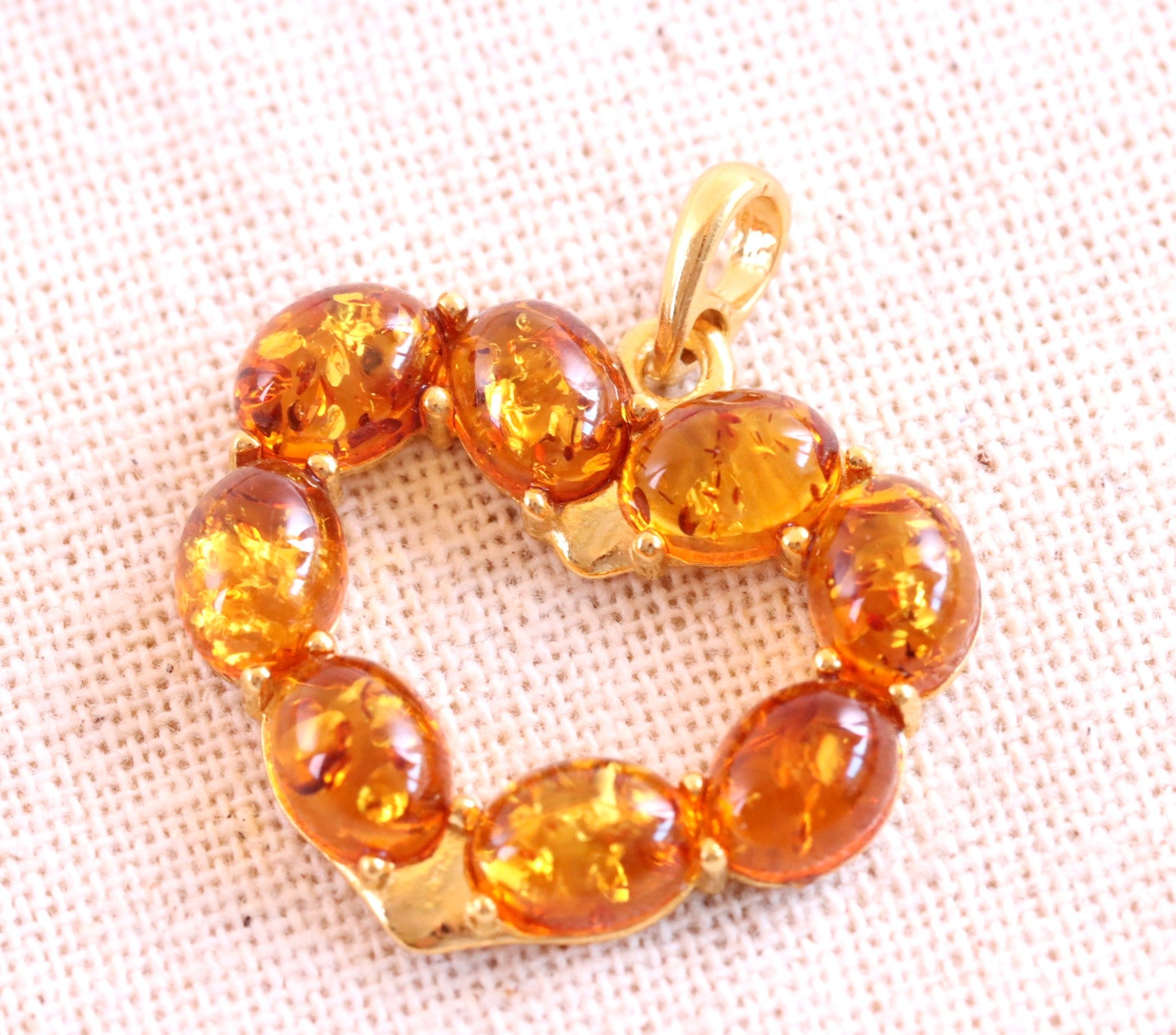 Gold Plated Sterling Silver Amber Heart Pendant