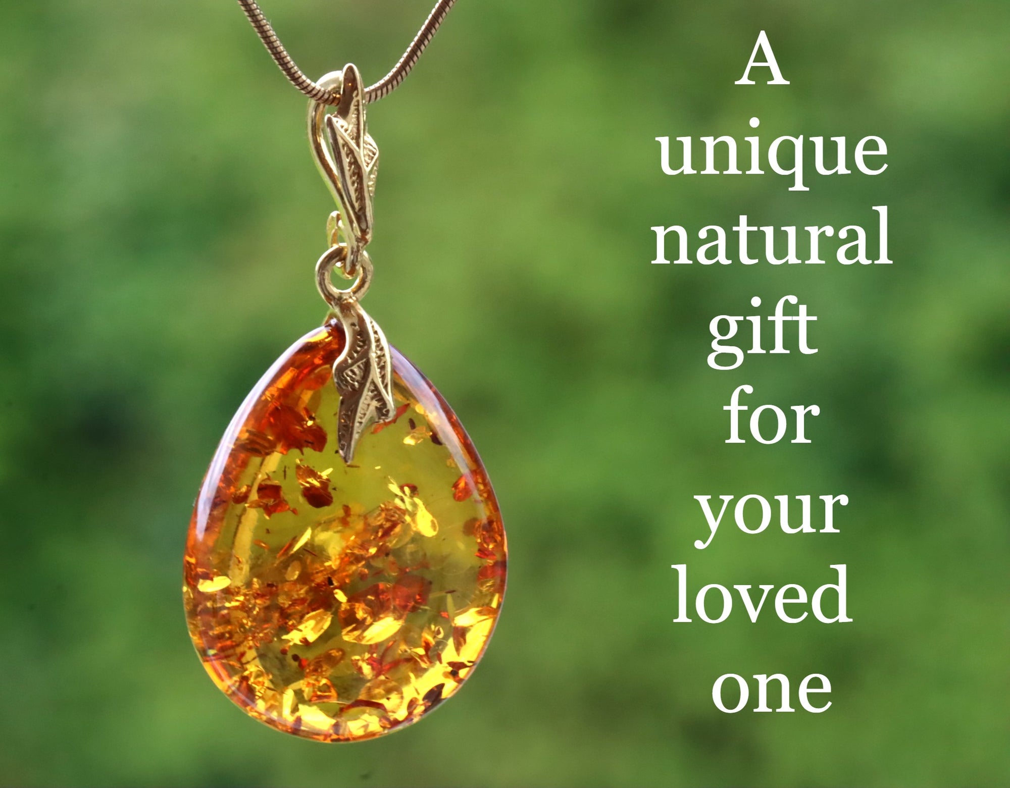 925 Gold Plated Sterling Silver Baltic Amber Drop Pendant.