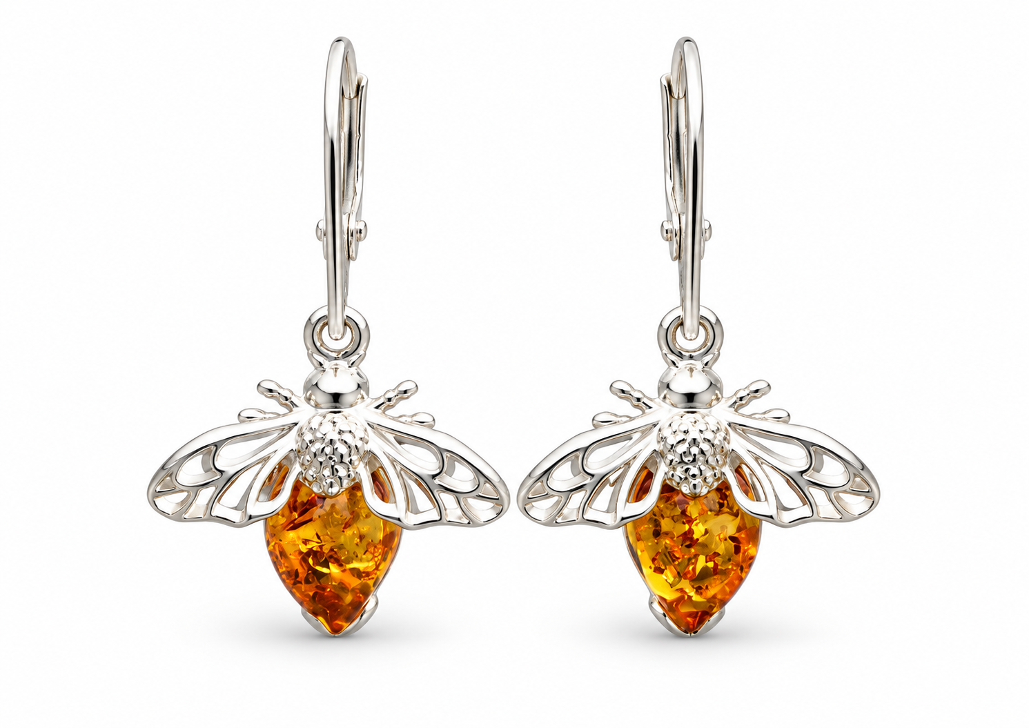 Honey Bee Amber Earrings