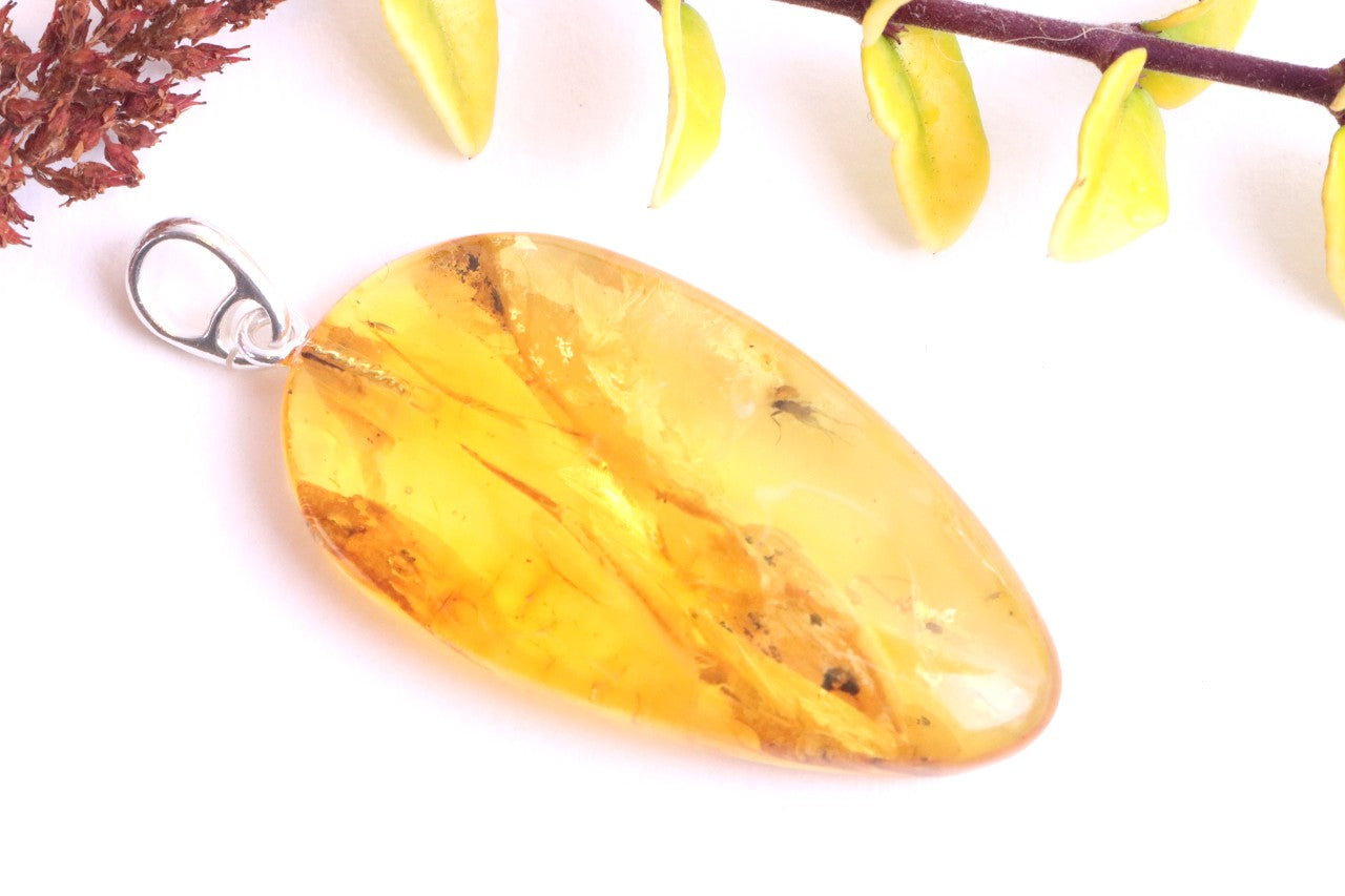 Silver Pendant with Insect