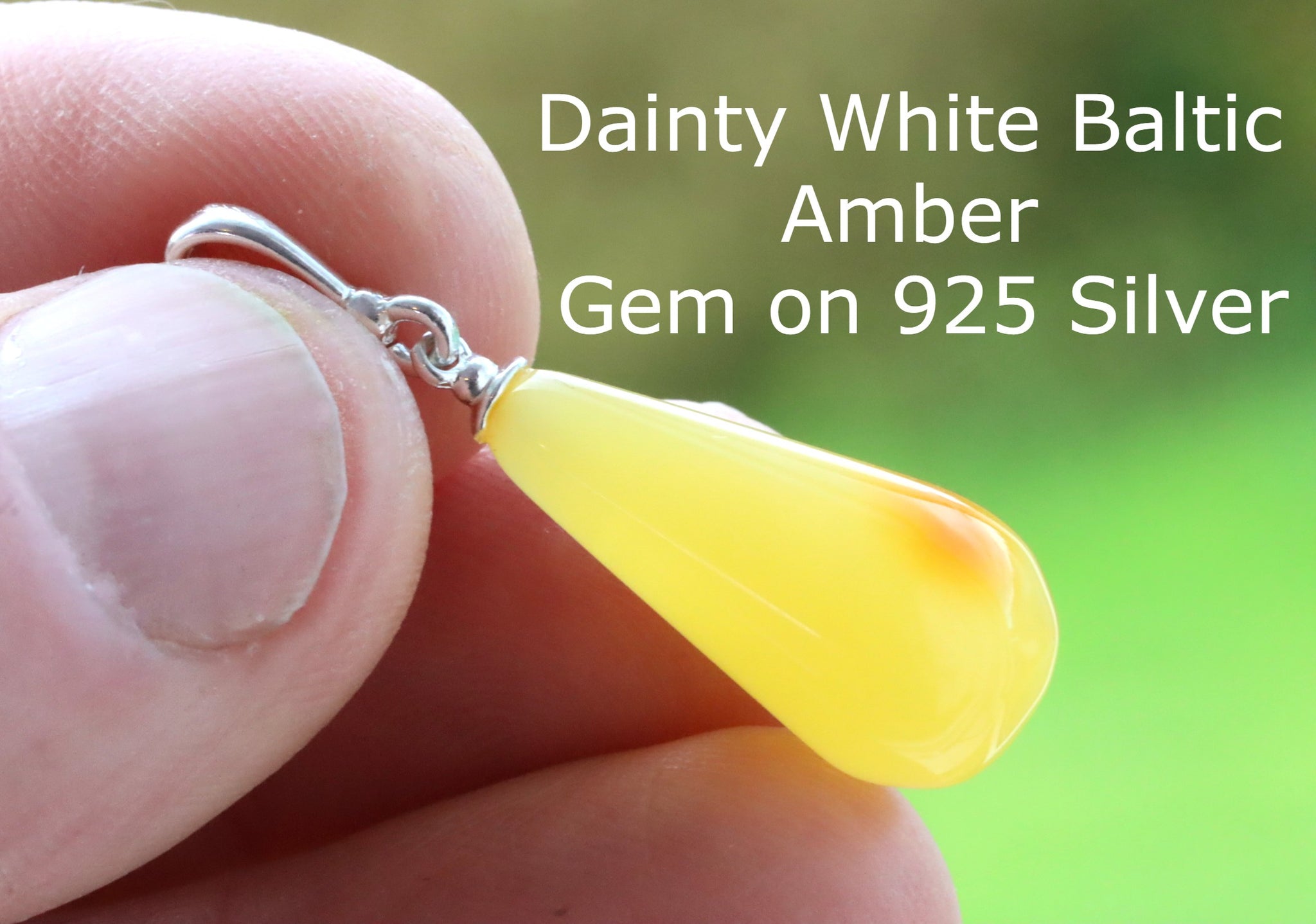 White Amber Drop Pendant