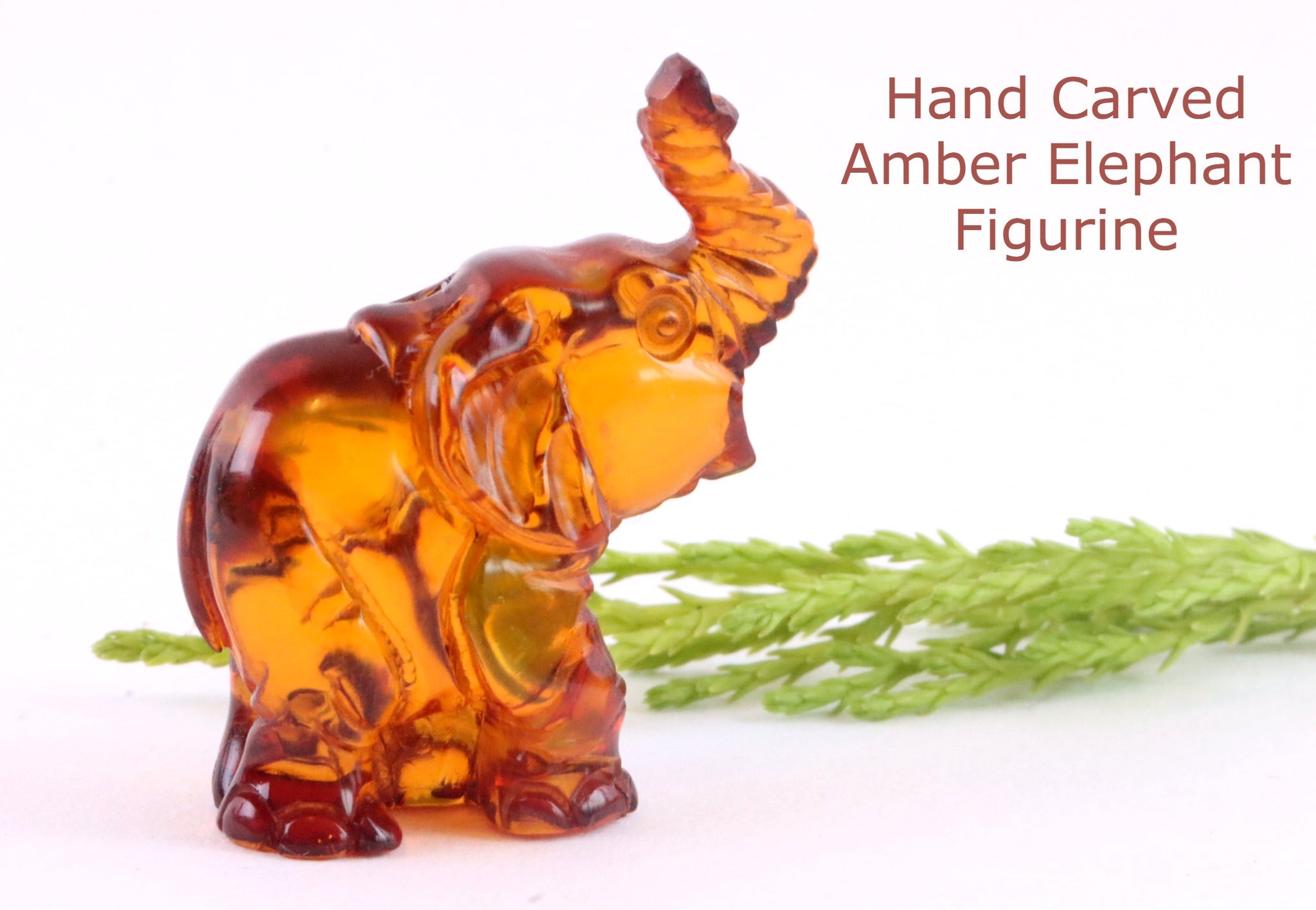 Hand Carved Baltic Amber Elephant Figurine