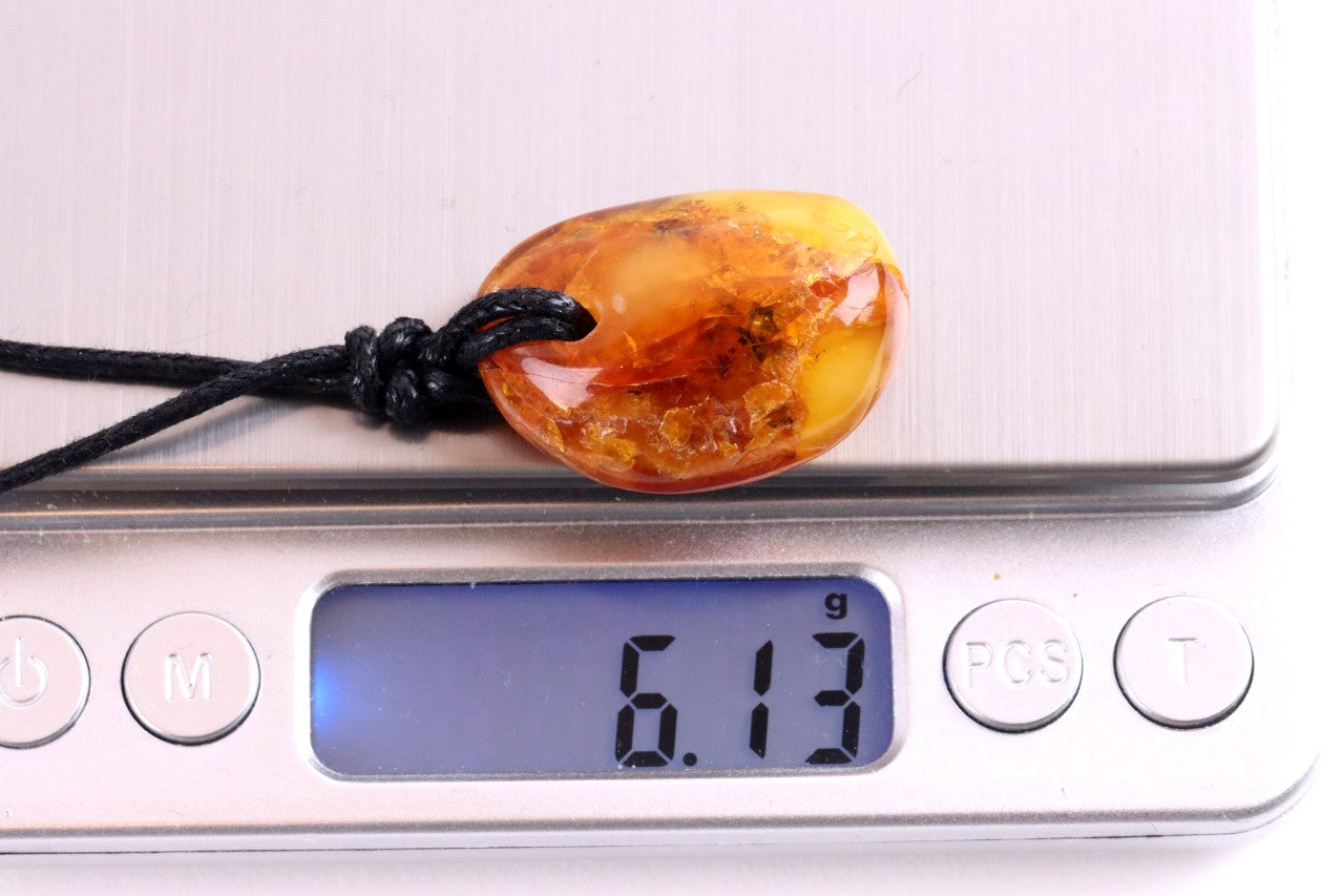 Amber Amulet Pendant on Adjustable Cord