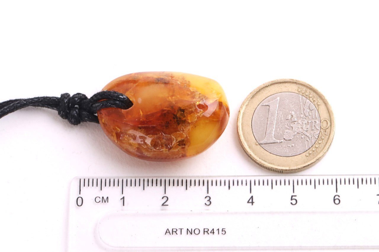 Amber Amulet Pendant on Adjustable Cord