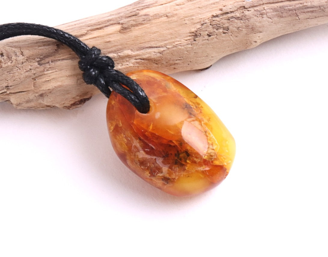 Amber Amulet Pendant on Adjustable Cord