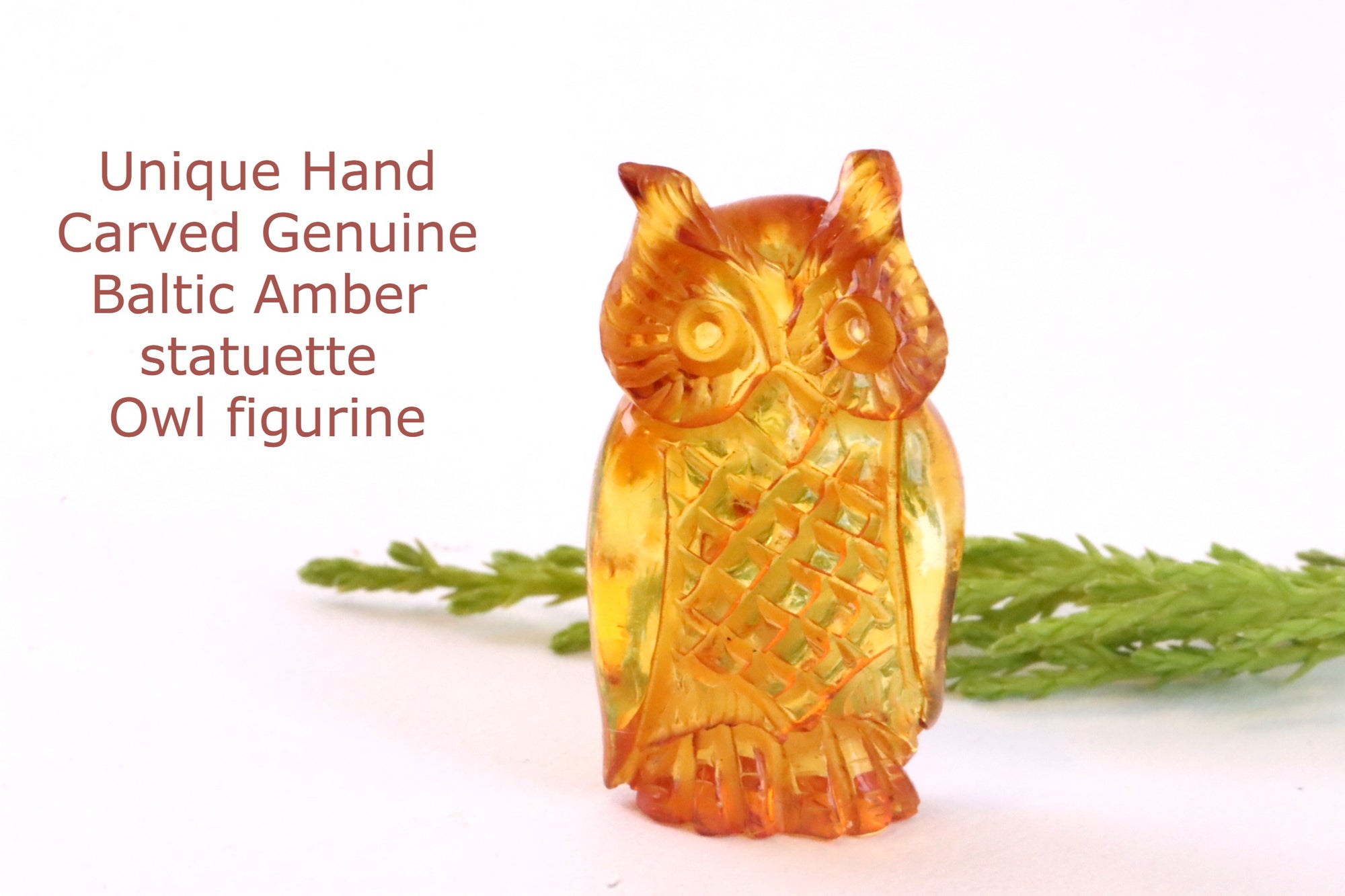Unique Owl Figurine 100% Baltic Amber