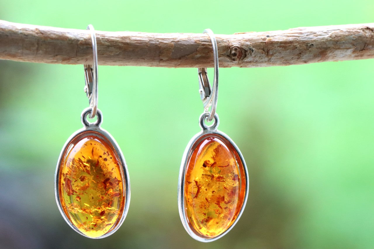 Solid Genuine Baltic Amber Gemstone Earrings