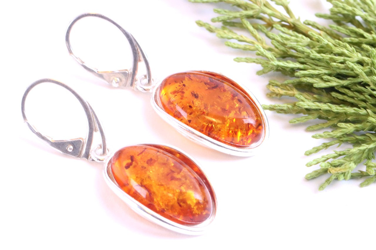 Solid Genuine Baltic Amber Gemstone Earrings