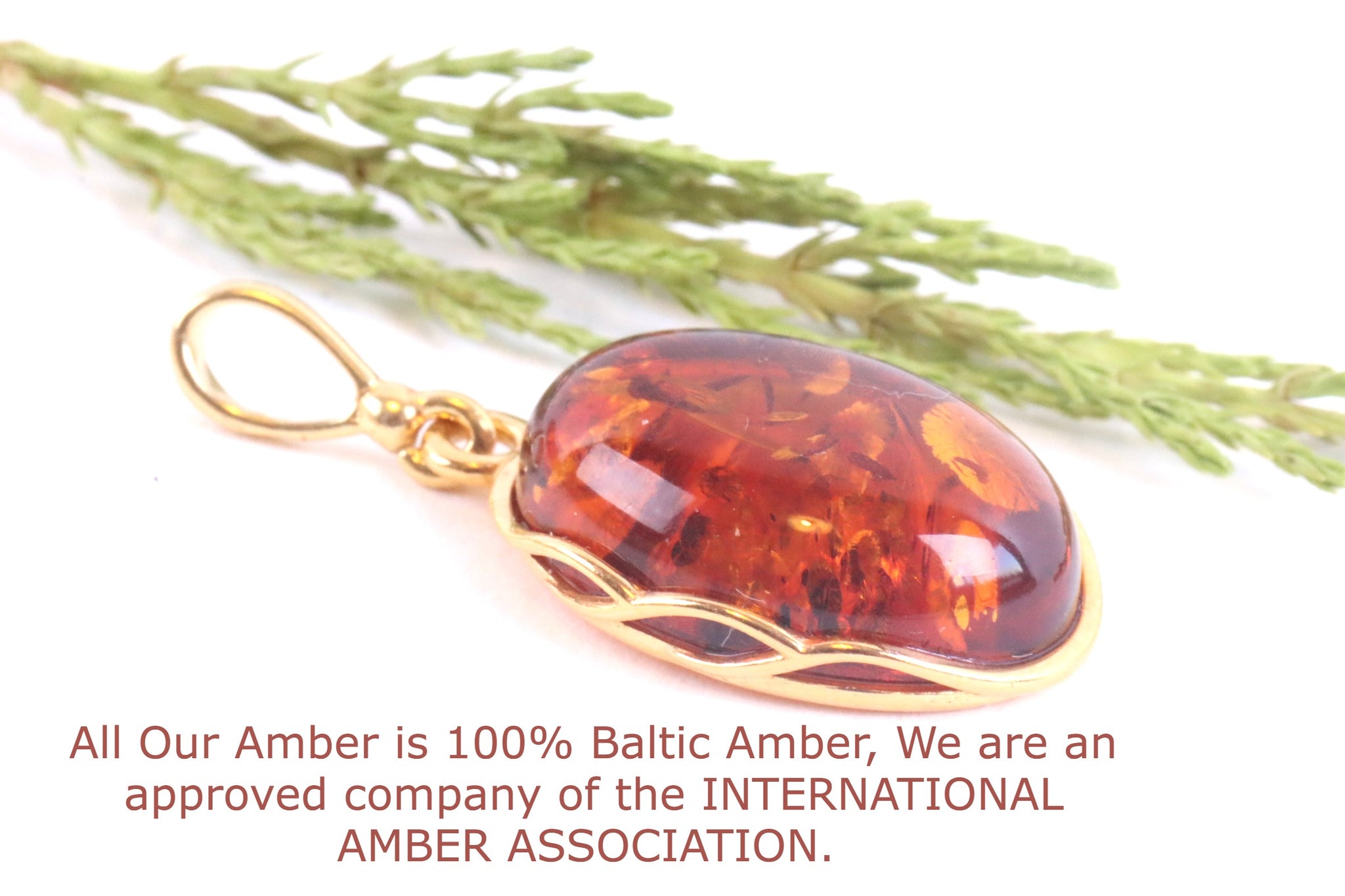 925 Gold Plated Silver Amber Gemstone  Pendant Gift