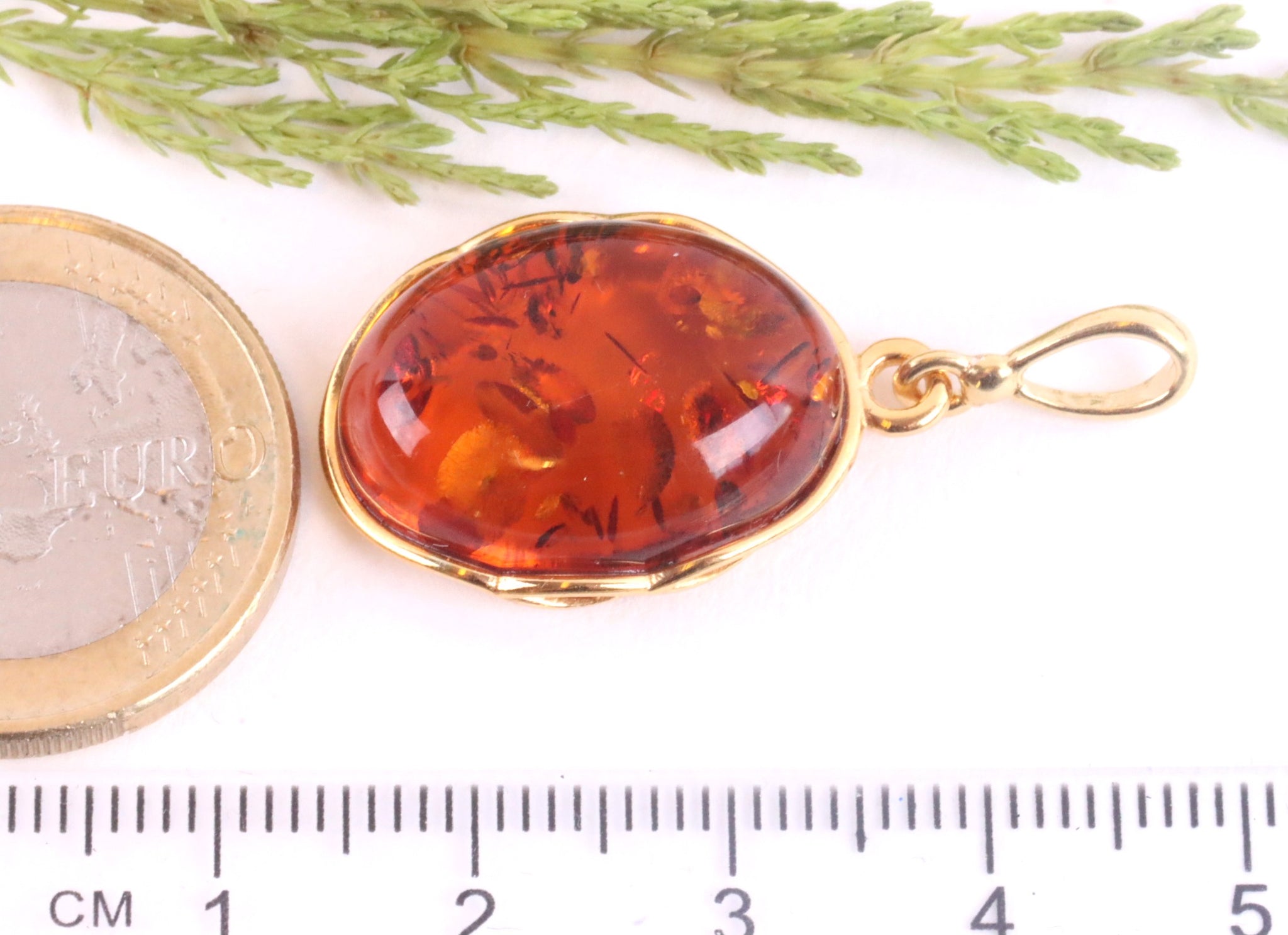 925 Gold Plated Silver Amber Gemstone  Pendant Gift