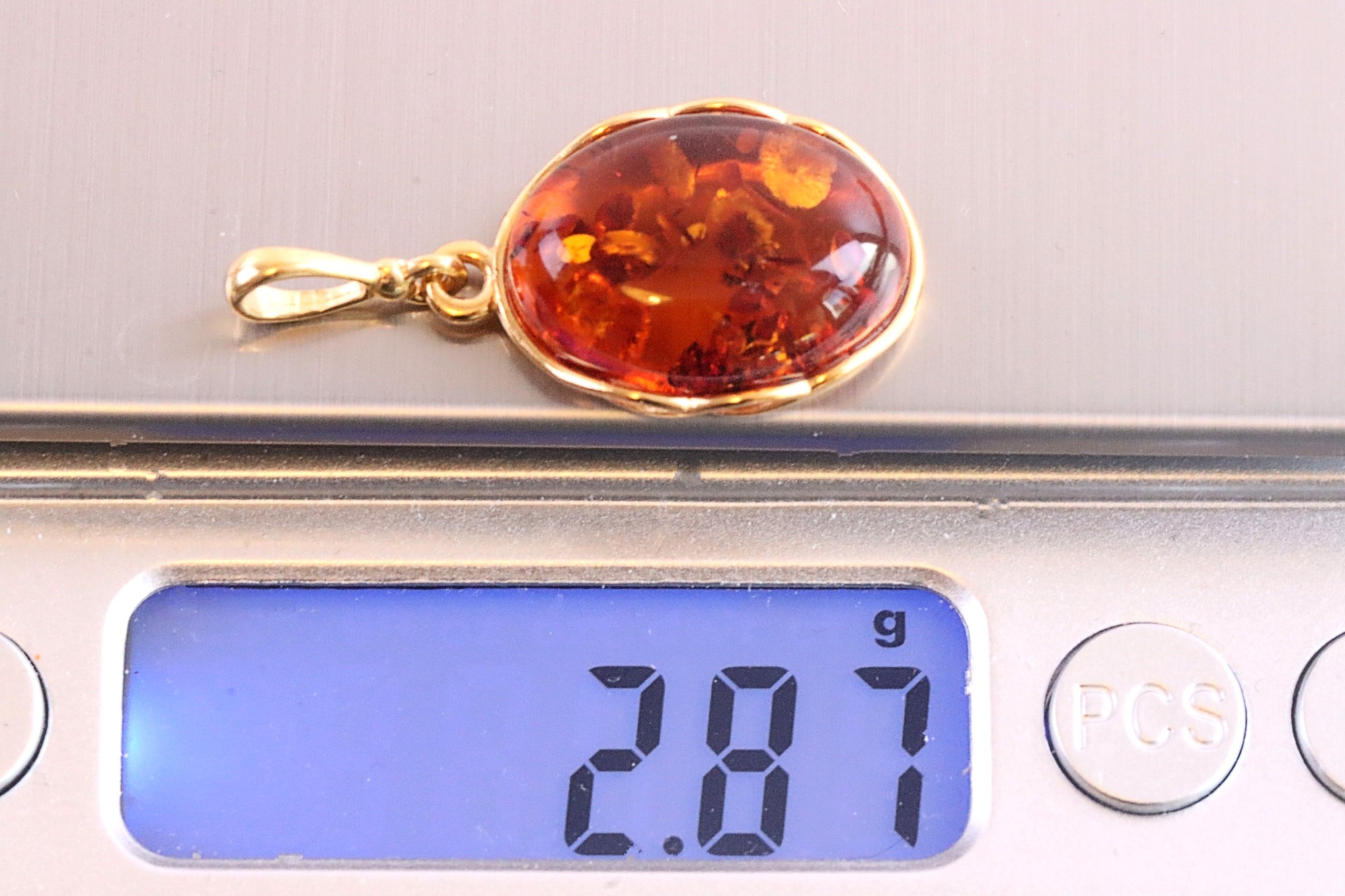 925 Gold Plated Silver Amber Gemstone
