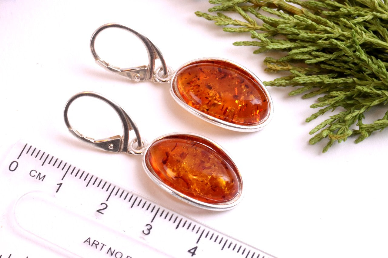 Solid Genuine Baltic Amber Gemstone Earrings