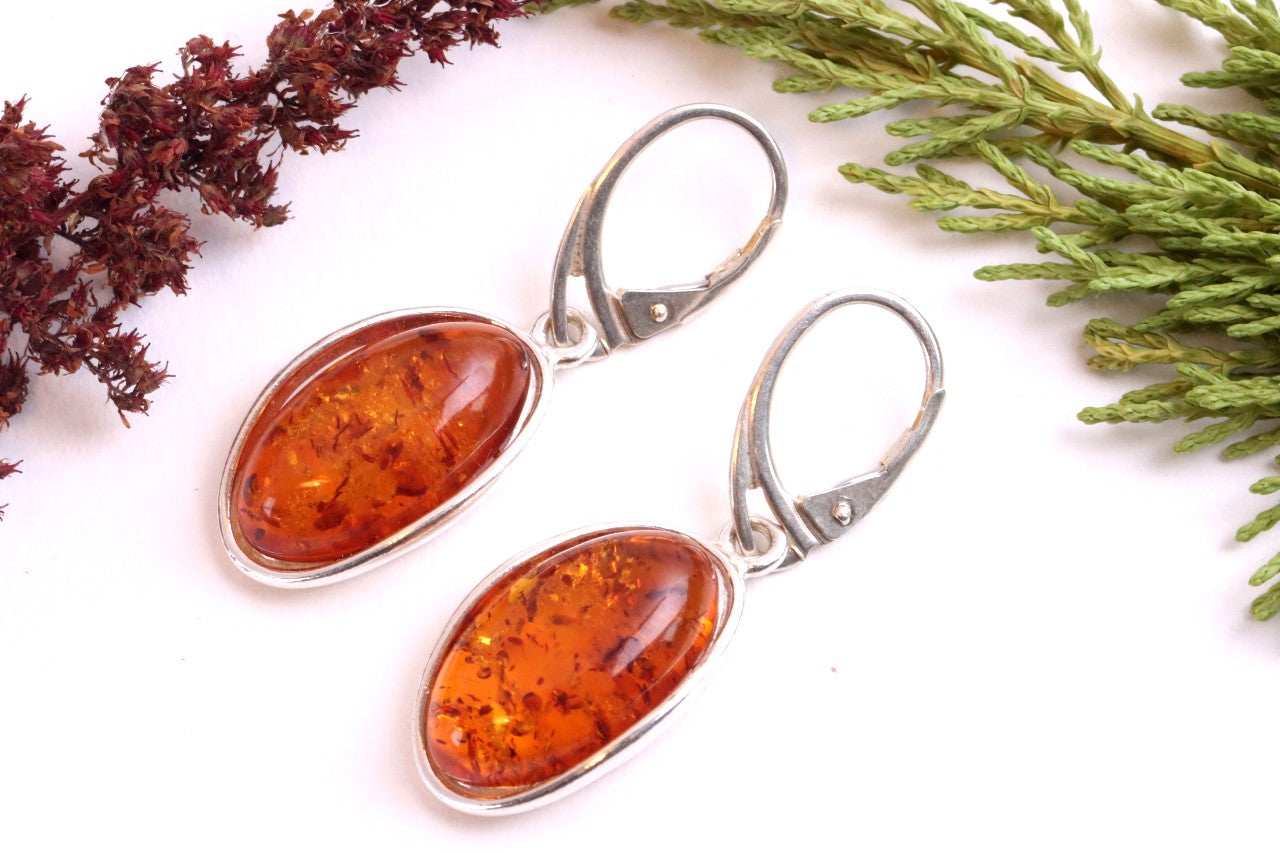 Solid Genuine Baltic Amber Gemstone Earrings