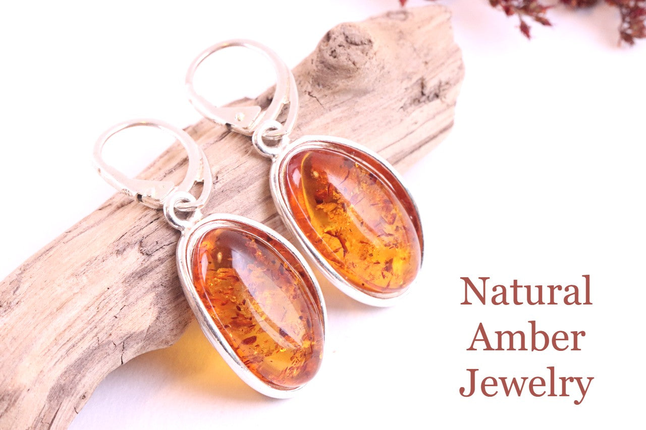 Solid Genuine Baltic Amber Gemstone Earrings