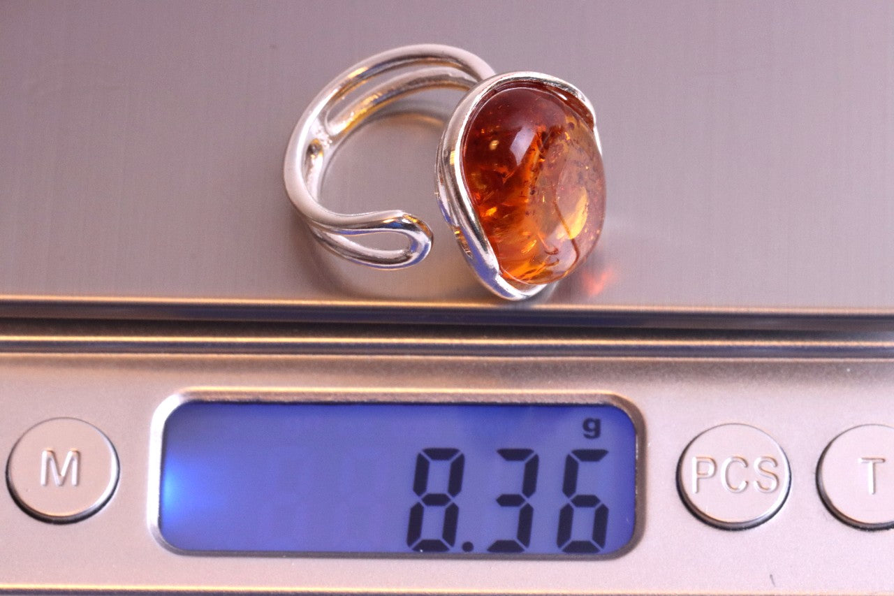 Oval Amber Gemstone Ring