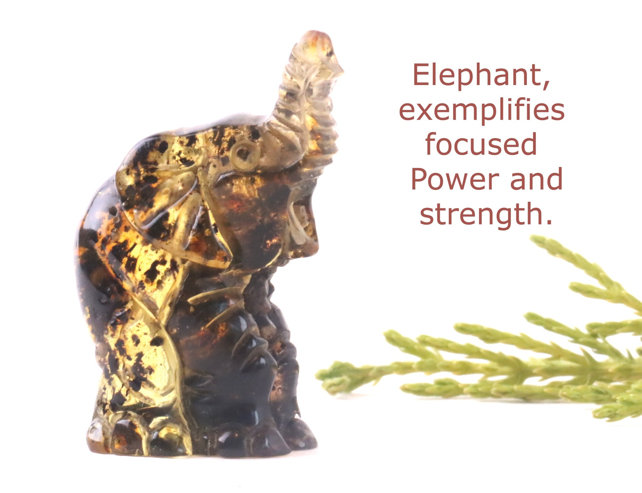 Hand Carved Amber Elephant Figurine