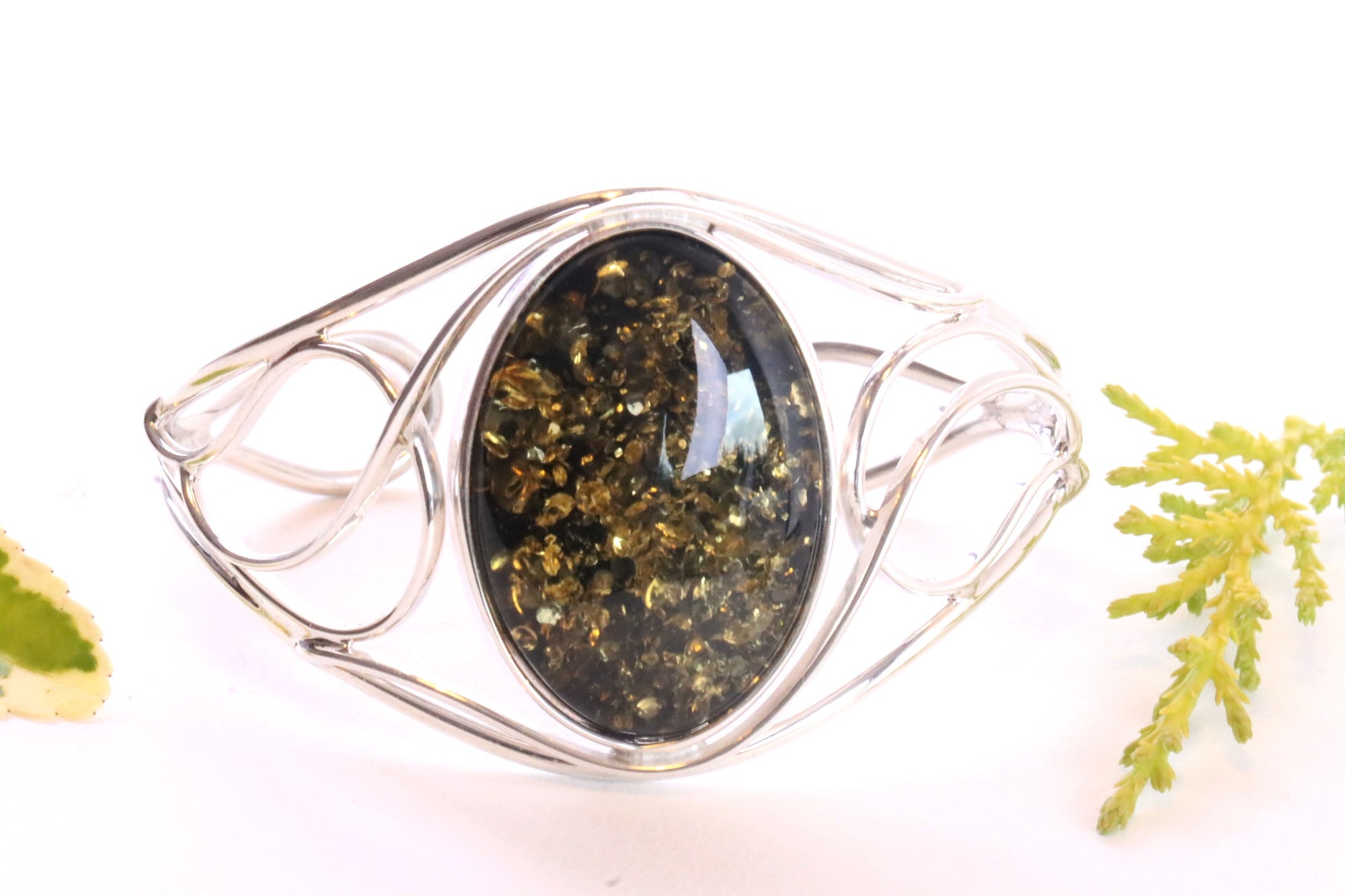 Green Amber Bangle