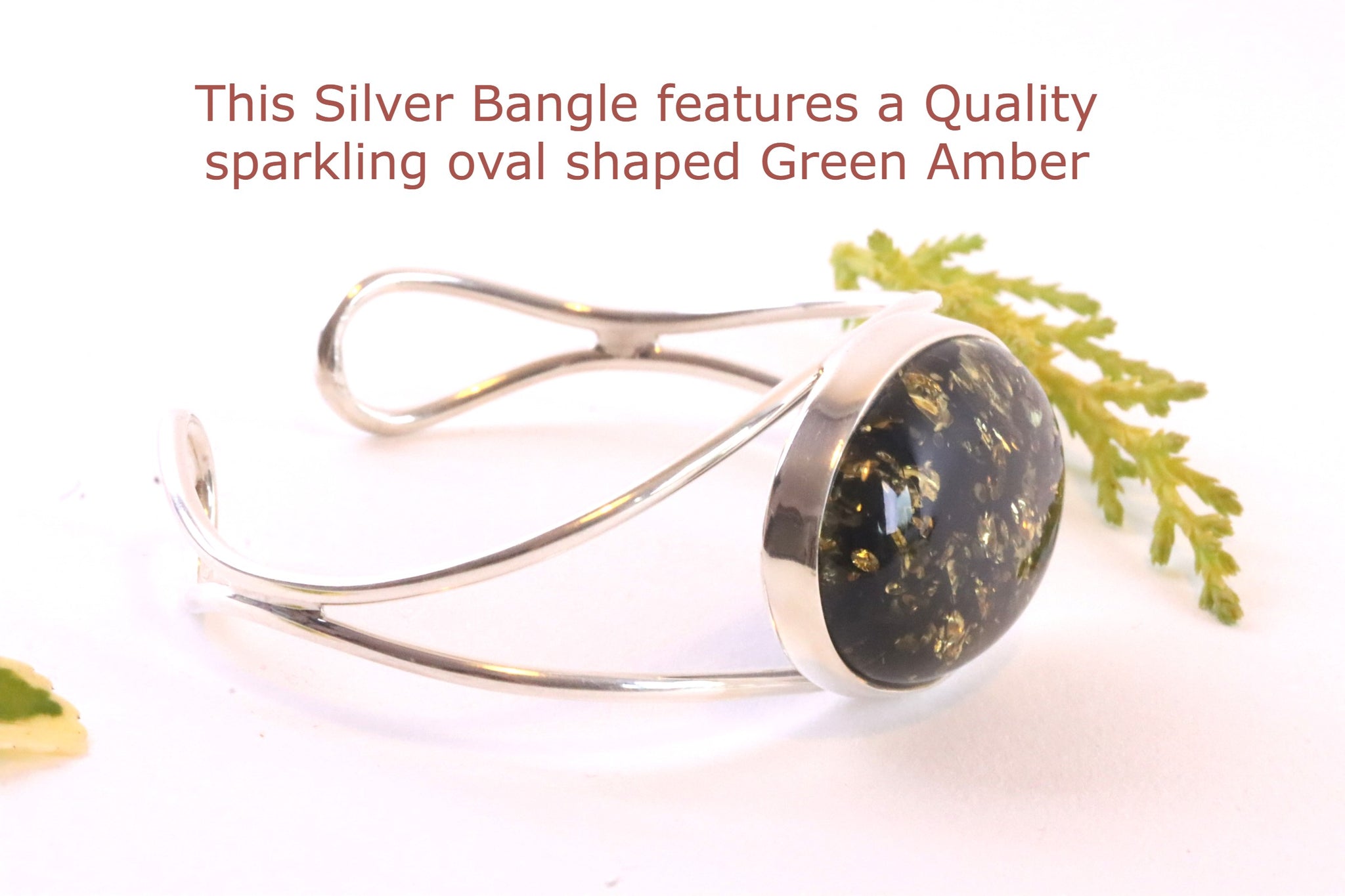 Green Baltic Amber Bangle With FREE Pendant
