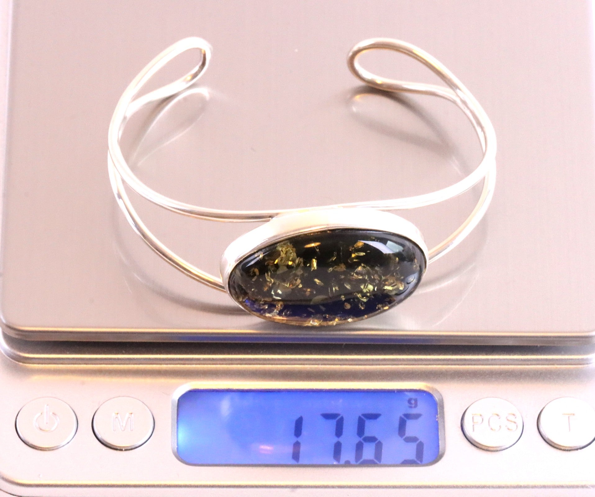 Green Baltic Amber Bangle With FREE Pendant