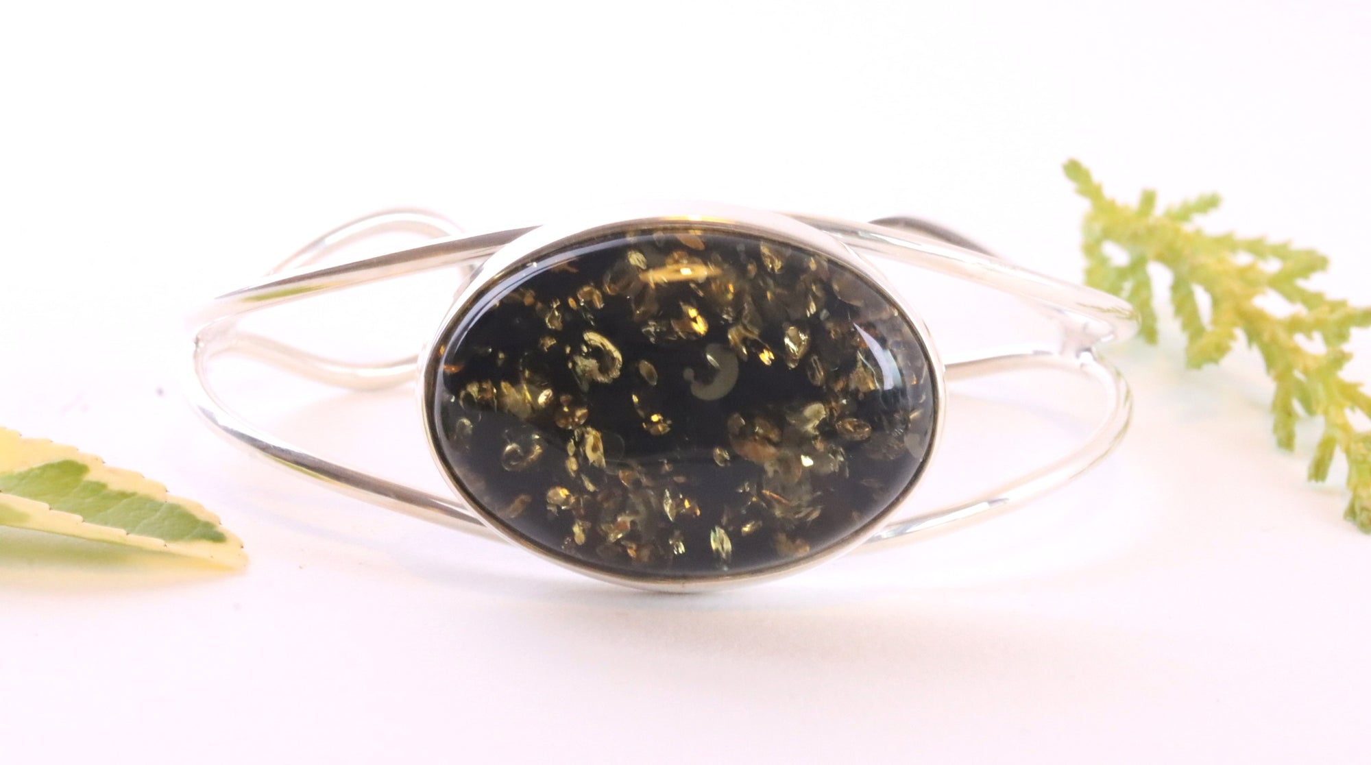 Green Baltic Amber Bangle With FREE Pendant