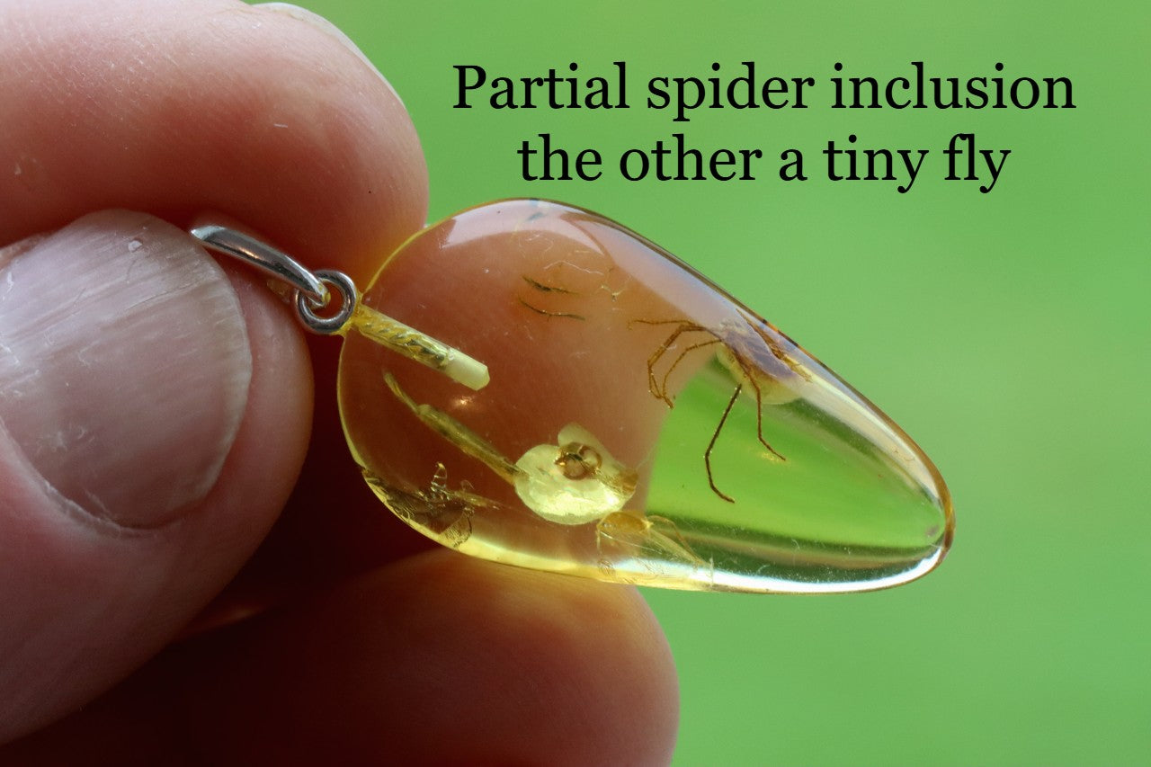 Spider & Fly Inclusion Pendant Necklace