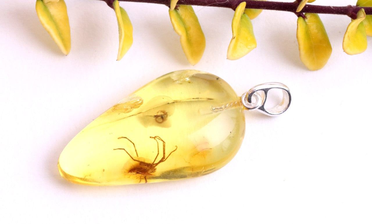Spider & Fly Inclusion Pendant Necklace