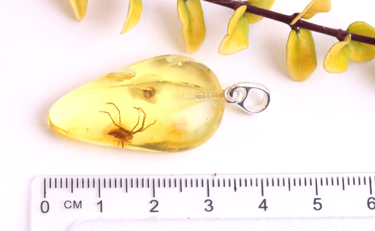 Spider & Fly Inclusion Pendant Necklace