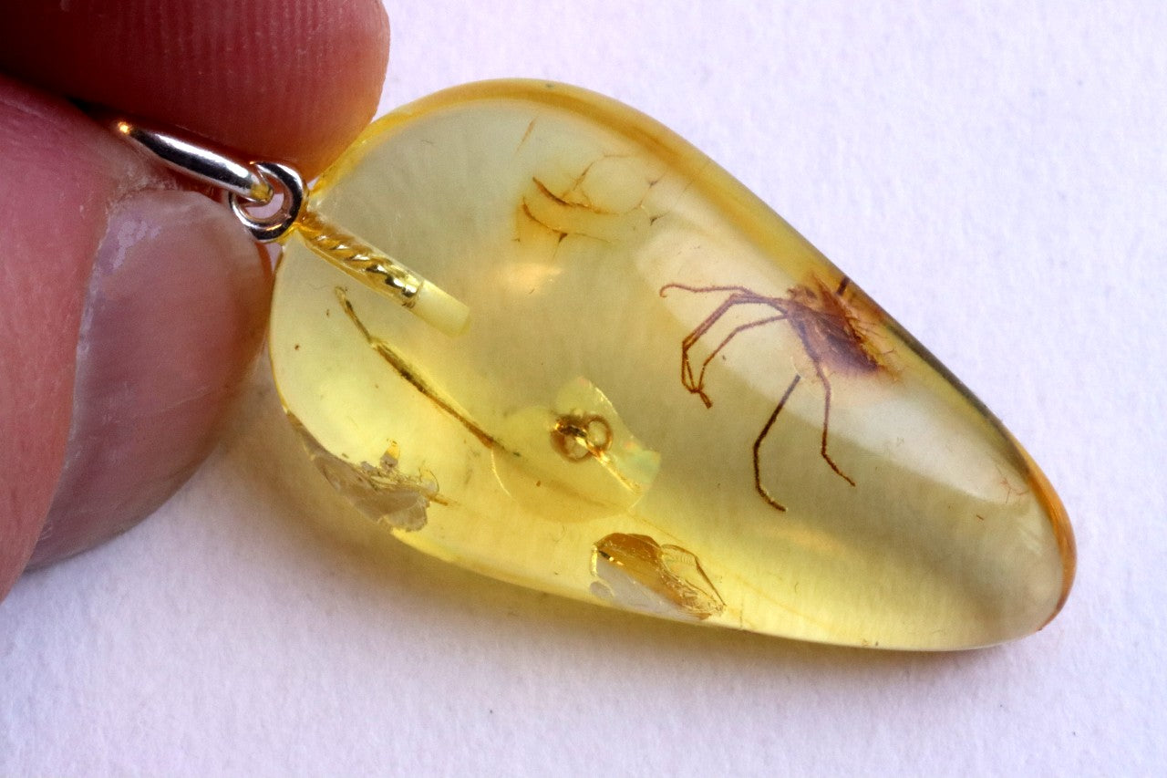 Spider & Fly Inclusion Pendant Necklace