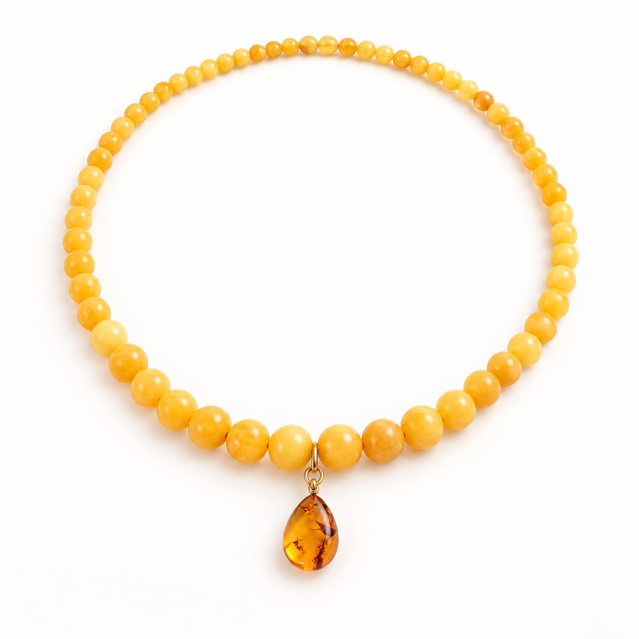 Exclusive Butterscotch Beeswax Baltic Amber Necklace with Gold-Plated Silver Pendant
