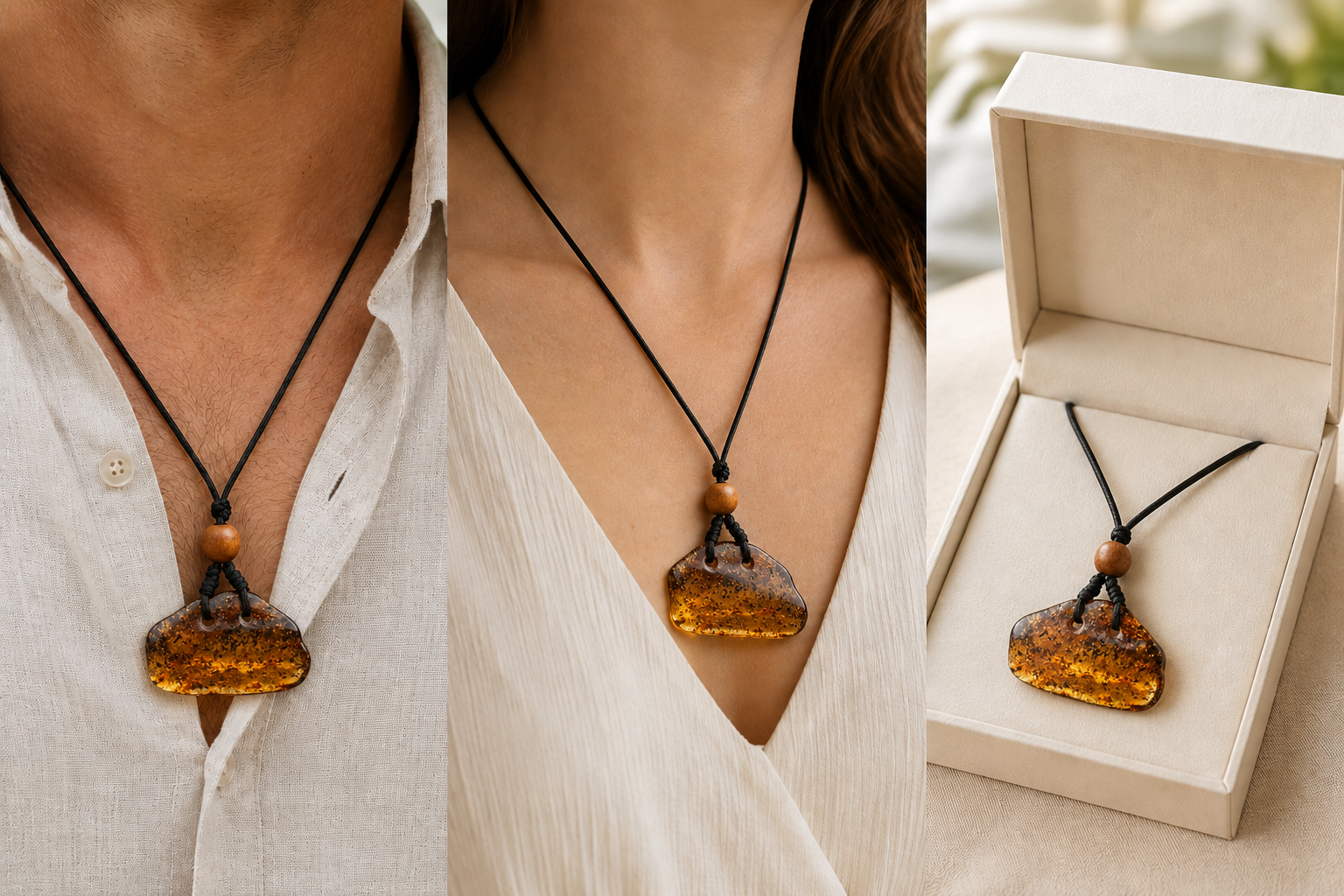 Natural Baltic Amber Amulet Pendant for Mindfulness and Protection