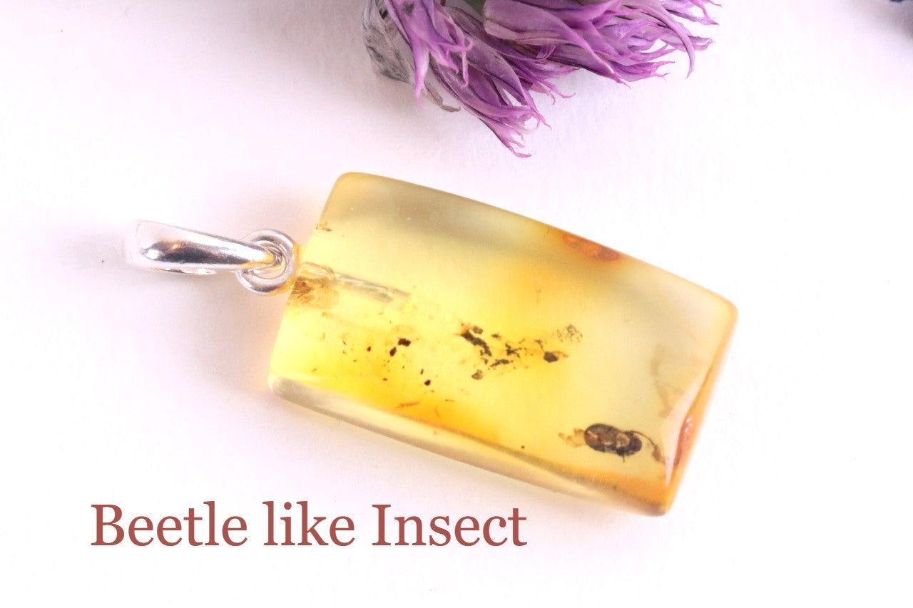 Baltic Amber Insect Pendant – Sterling Silver Setting