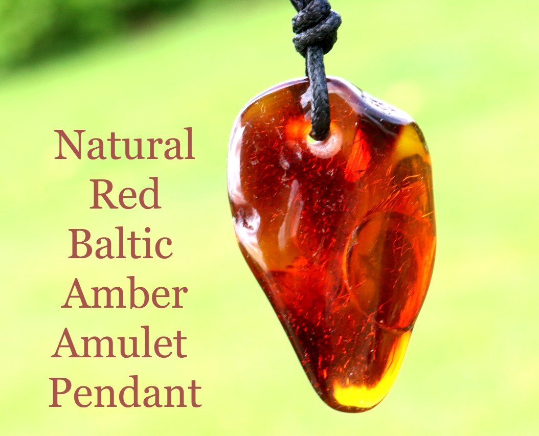 Natural Baltic Red Amber Amulet Pendant