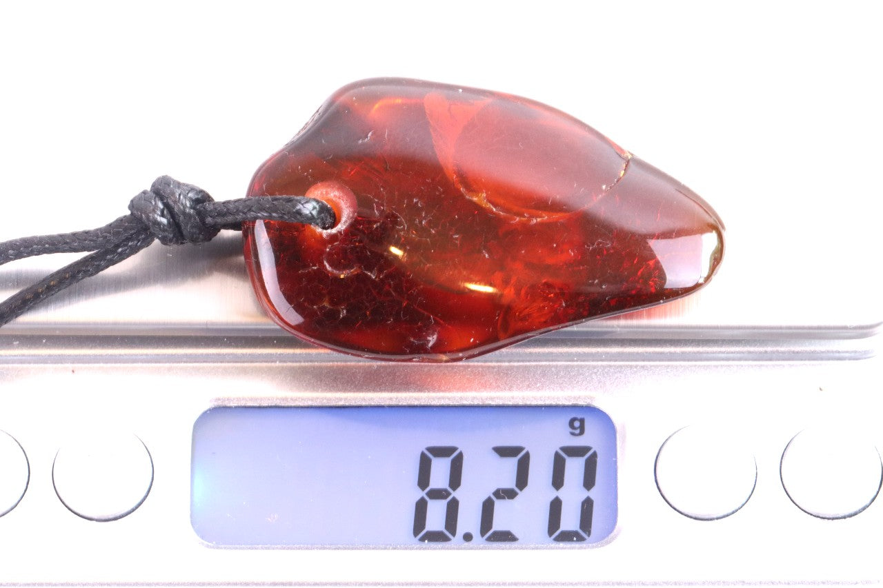 Natural Baltic Red Amber Amulet Pendant