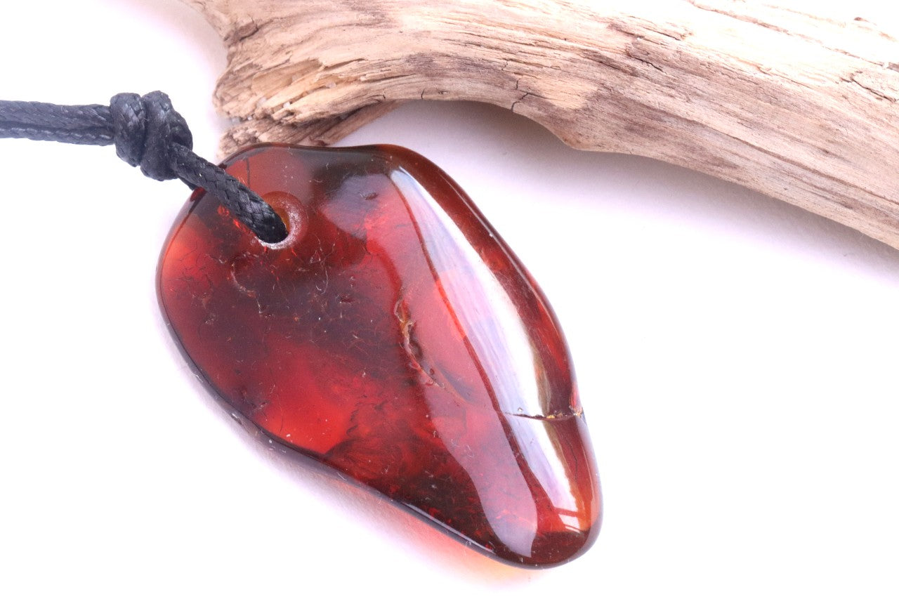 Natural Baltic Red Amber Amulet Pendant