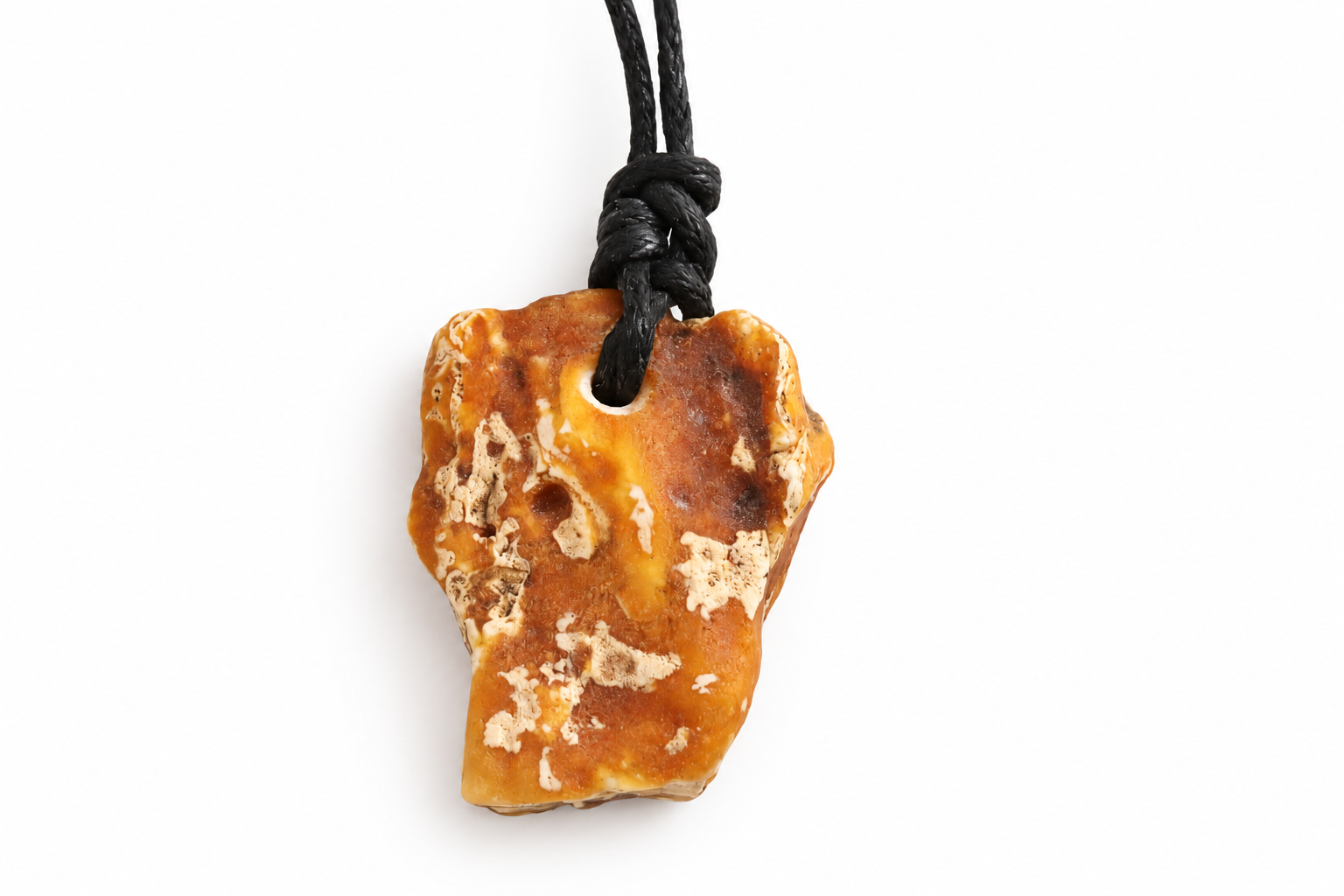 Natural Raw Baltic Amber Amulet Pendant on Adjustable Cord