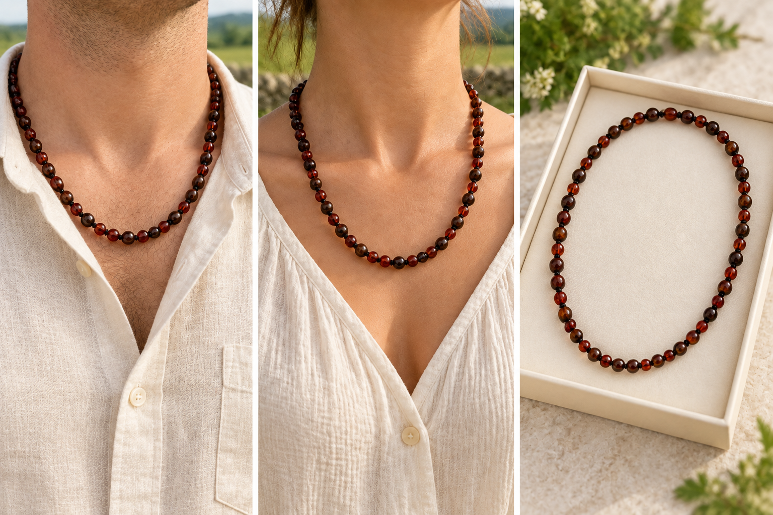 Tiger’s Eye & Baltic Amber Necklace