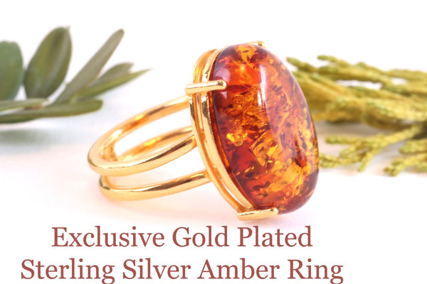 Gold Amber Ring | Gold Gemstone Rings - Amber SOS