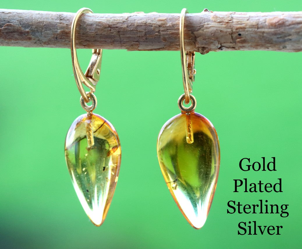 Amber Earrings with Insect Inclusions