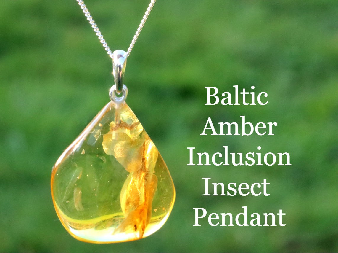 Gold Amber Pendant Insect Inclusion Amber SOS