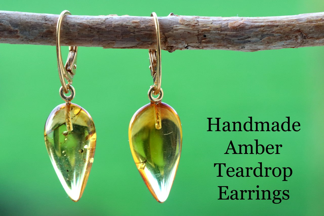 Amber Earrings with Insect Inclusions