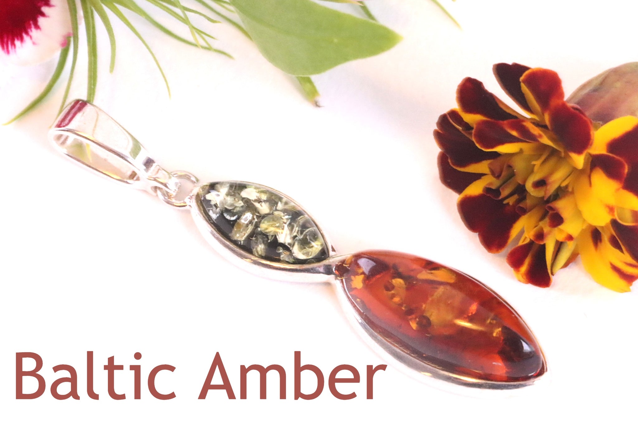 Classic Drop Honey and Green Baltic Amber Pendant