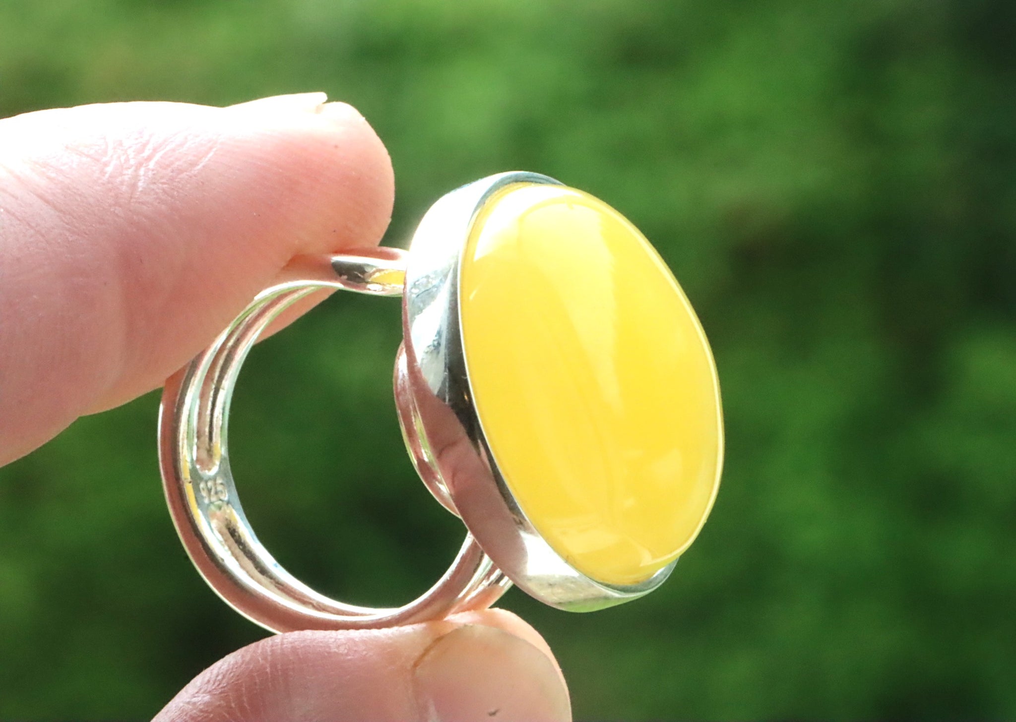 Sterling Silver White Baltic Amber Ring / Free Pendant Included