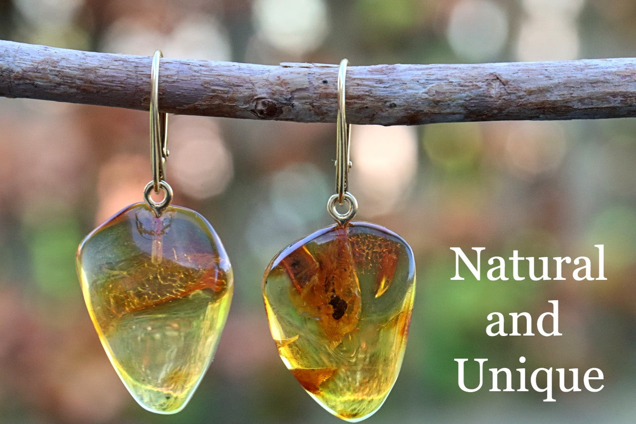 Natural Baltic Amber on Gold-Plated Sterling Silver
